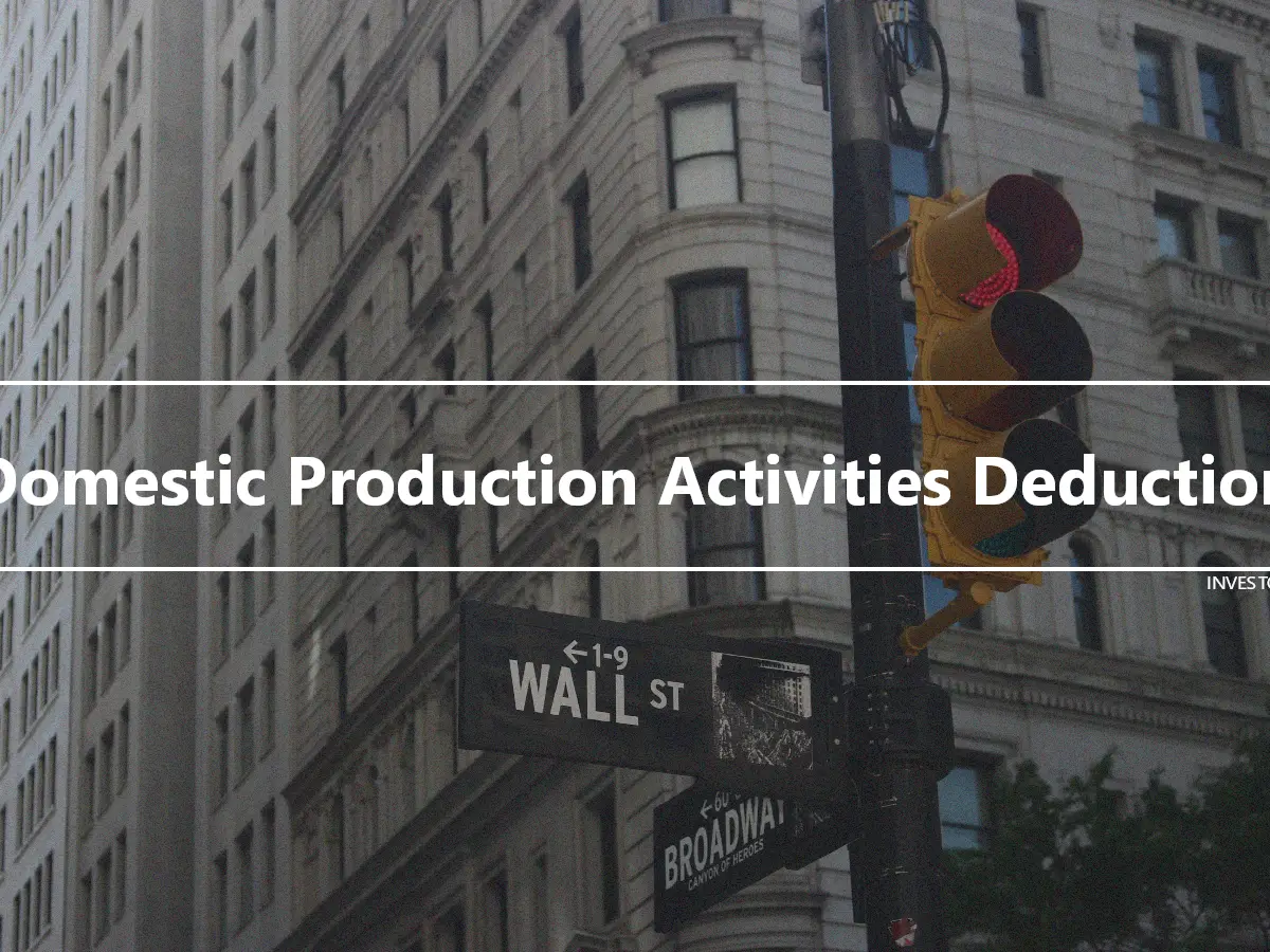 Domestic Production Activities Deduction