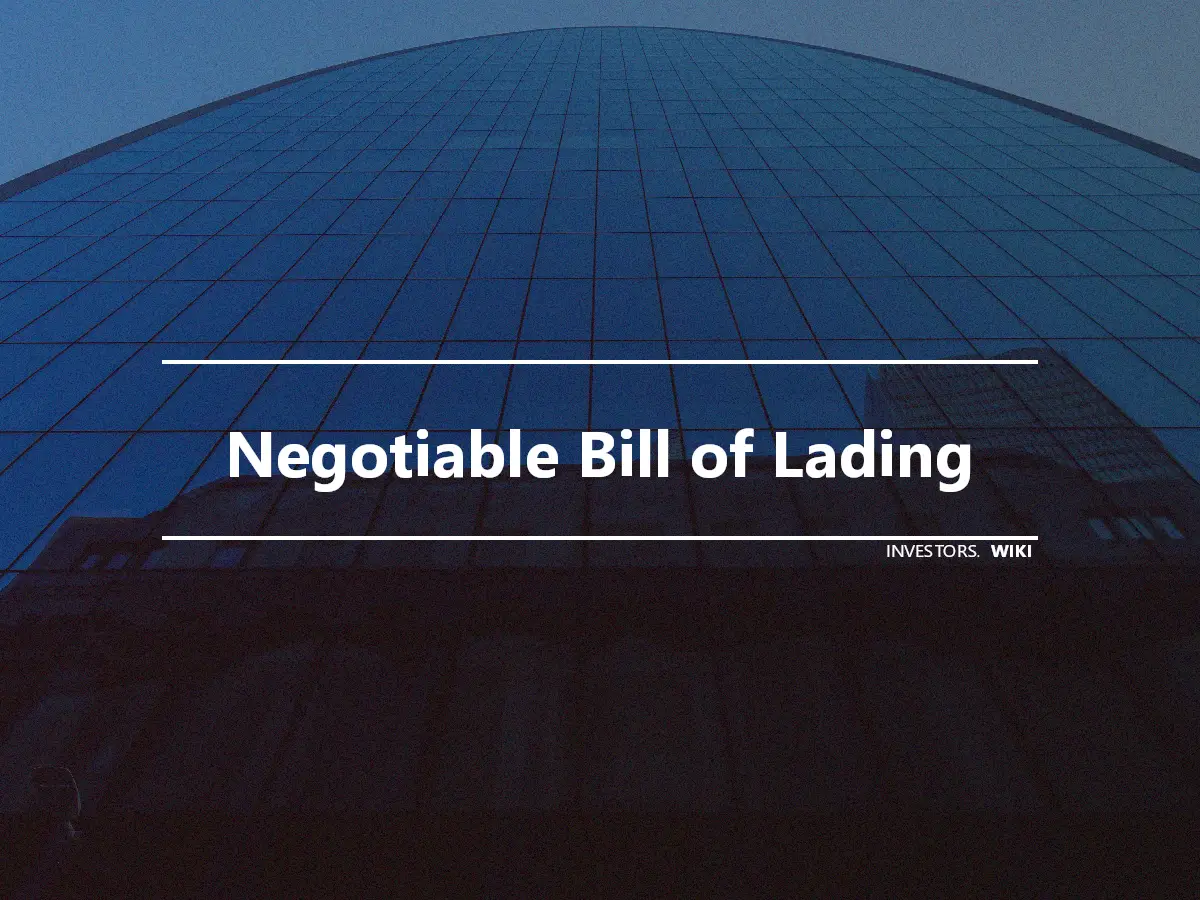 Negotiable Bill of Lading