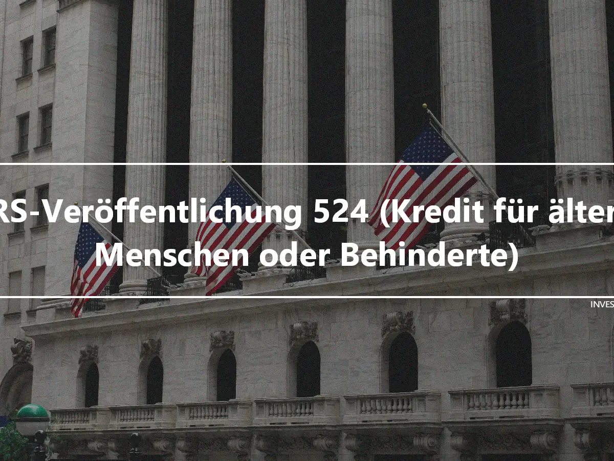 IRS-Veröffentlichung 524 (Kredit für ältere Menschen oder Behinderte)