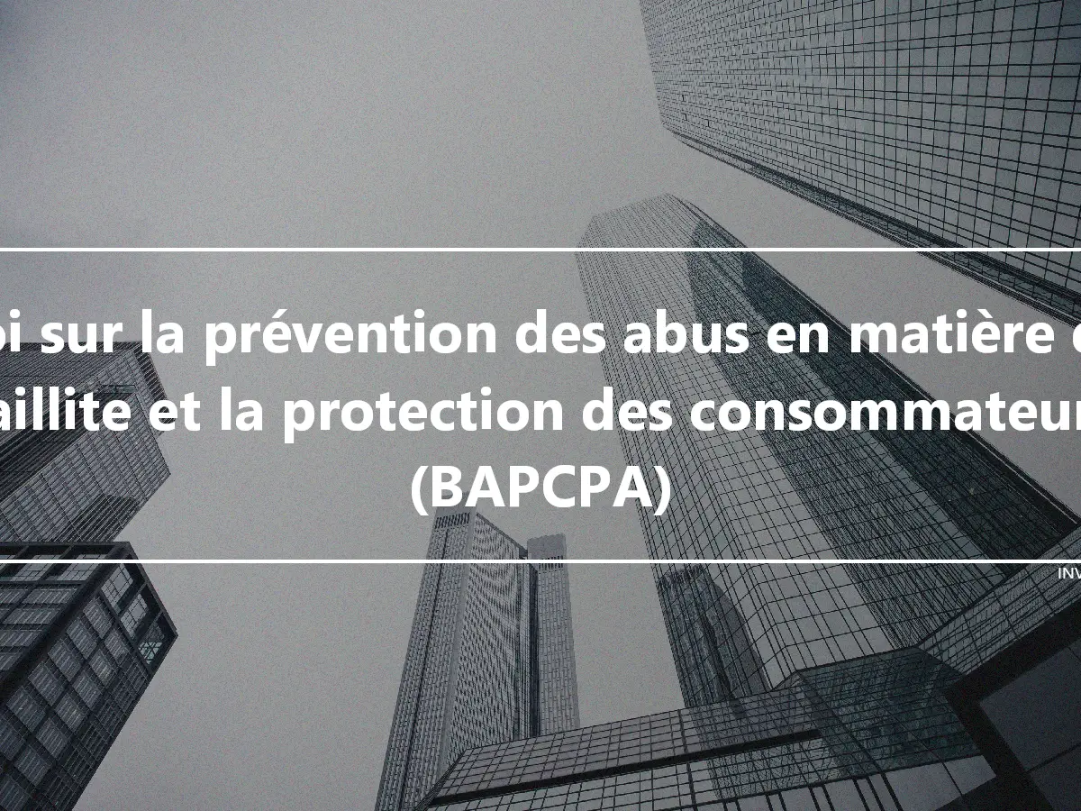 Loi sur la prévention des abus en matière de faillite et la protection des consommateurs (BAPCPA)