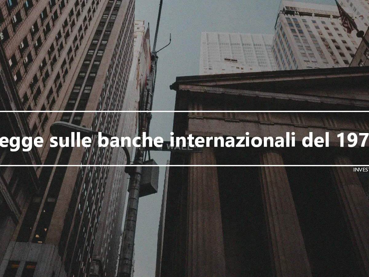 Legge sulle banche internazionali del 1978
