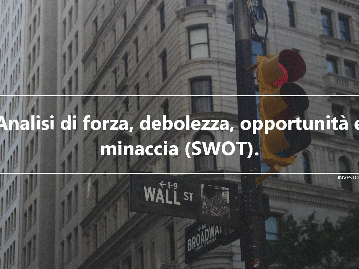 Analisi di forza, debolezza, opportunità e minaccia (SWOT).