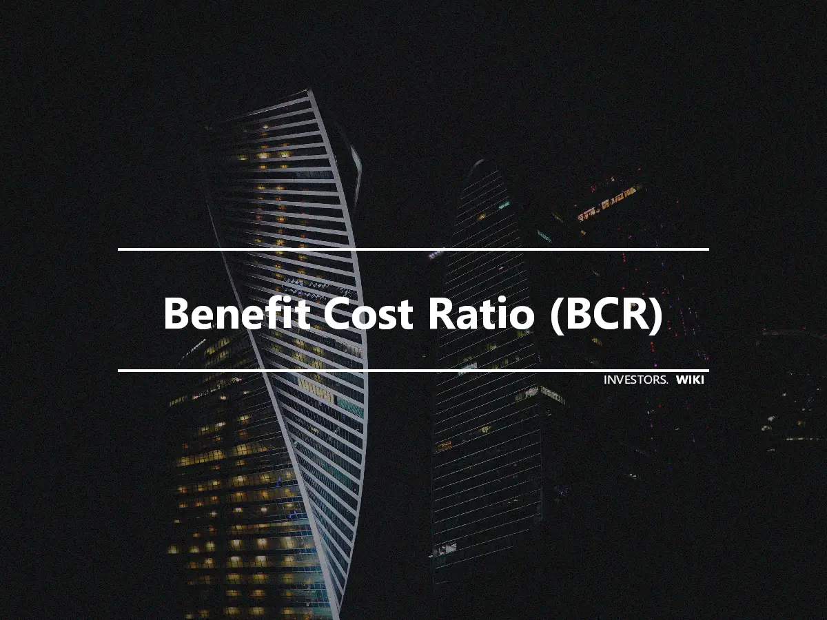 Benefit Cost Ratio (BCR)