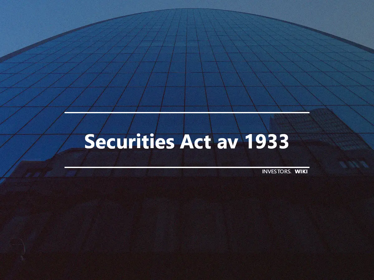 Securities Act av 1933