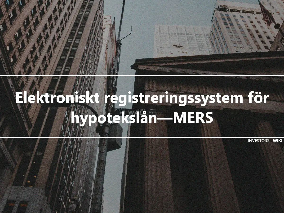 Elektroniskt registreringssystem för hypotekslån—MERS