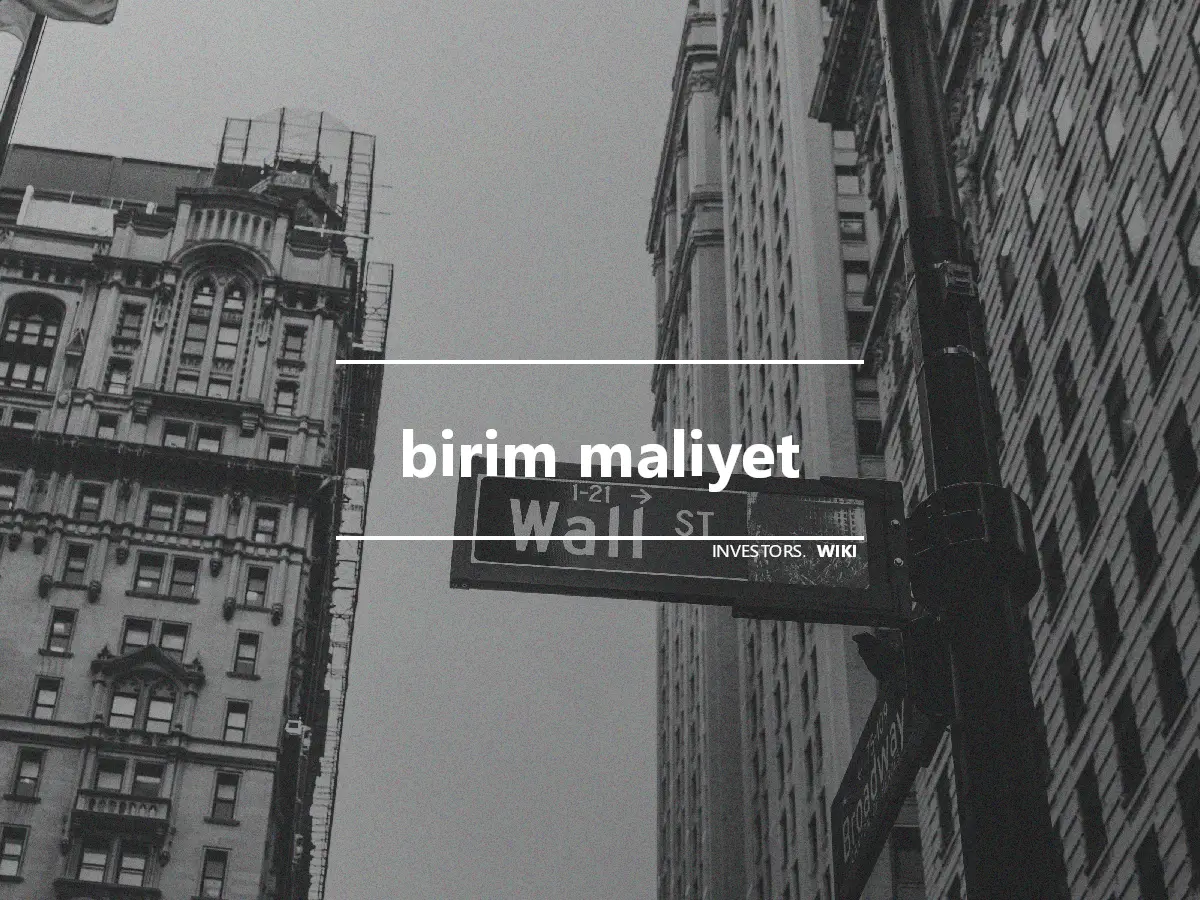 birim maliyet