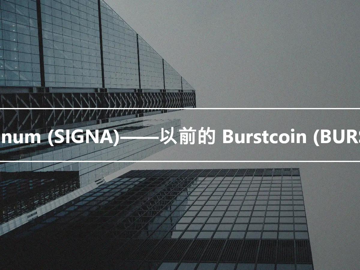 Signum (SIGNA)——以前的 Burstcoin (BURST)